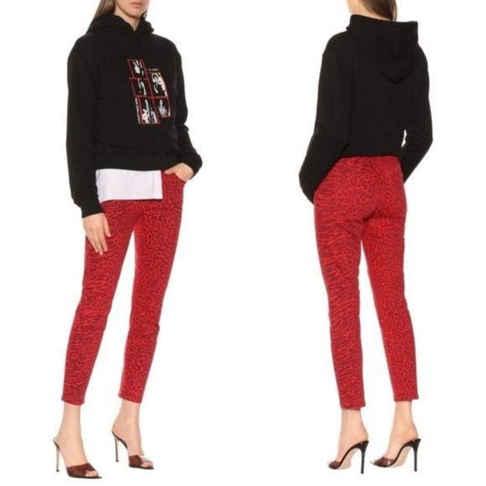 Current/Elliott Stiletto Red Warped Species Jeans size 27 Skinny Ankle Crop